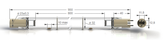 Бактерицидные амальгамные лампы бактерицидные высокой мощности с кварцевым стеклом Zercale Amalgam